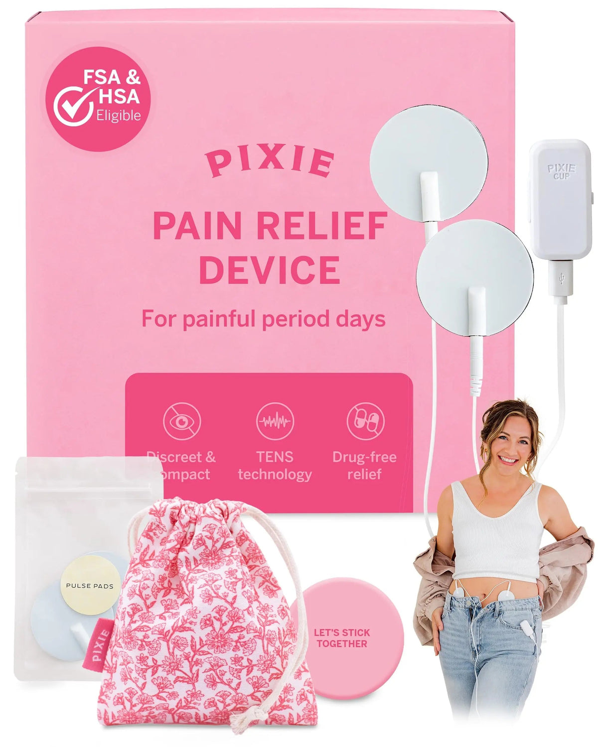 Pixie Period Pain Relief Device - Best PMS Relief Simulator with TENS Technology - Thinnest Wearable Tens Unit - Unnoticeable Under Clothes - Menstrual Cramp Comfort for Feminine Care Pixie CupBuy Supplements Australia
