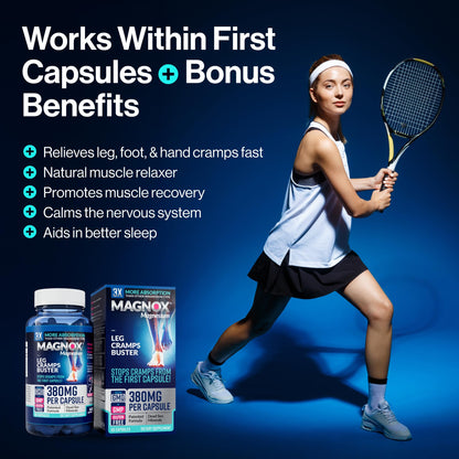 MAGNOX® Buster | Patented Clinically Tested 380mg Magnesium Supplement for Spasms & Leg Cramps at Night | One Capsule a Day for Almost Full Dosage | 3X More Absorption | Dead Sea Minerals (60 Caps) MAGNOXBuy Supplements Australia