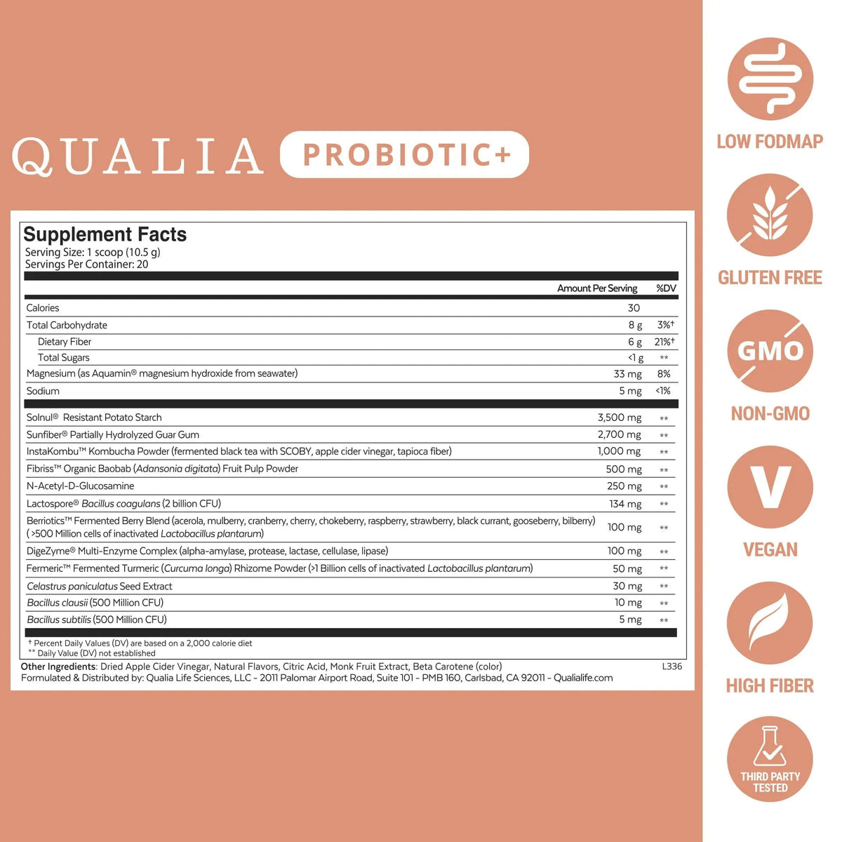 Qualia Probiotic - 28 Science-Backed Spore Probiotics, Prebiotics, and Postbiotics. Total Gut Support. Soothes Digestive discomfort. Ethically sourced. Promotes Akkermansia Growth. 1 Month Supply QUALIA LIFE SCIENCESBuy Supplements Australia