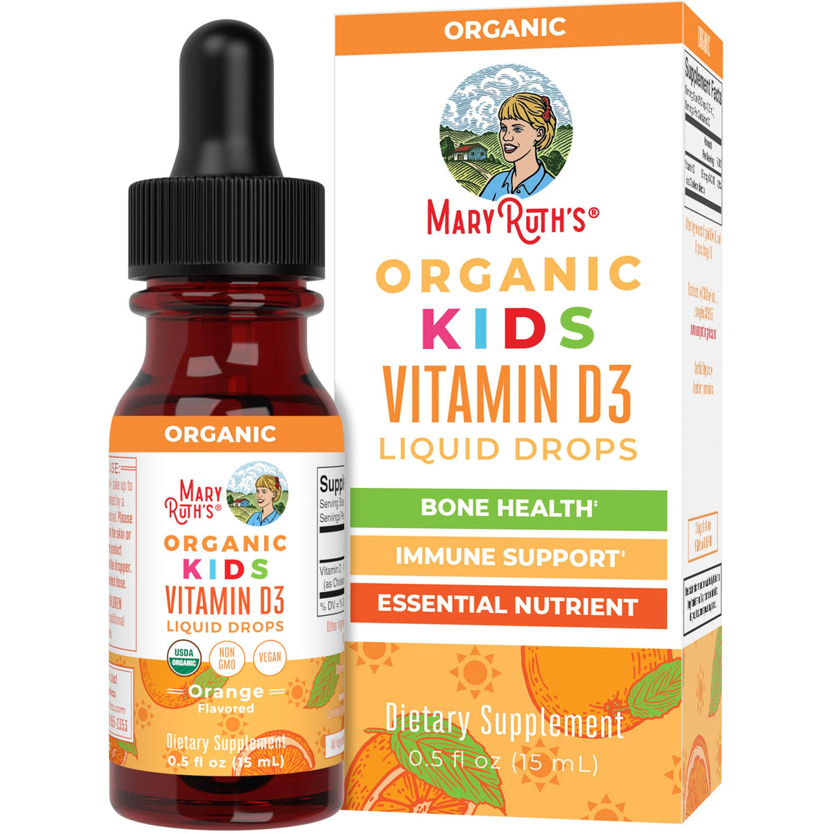 MaryRuth Organics USDA Organic Vitamin D3 Liquid Drops for Kids | 640 IU Vitamin D3 Per Serving | Kids Immune Support & Bone Health Supplement | Formulated for Ages 4-13 | 0.5oz | 30 Servings MARYRUTH'SBuy Supplements Australia