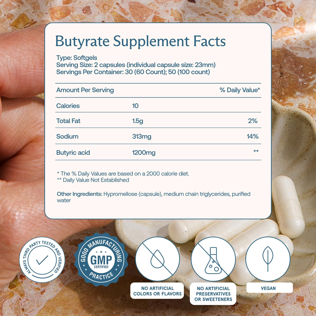 BodyBio Butyrate - Postbiotic for Gut Health, Digestive Support, Bloat, Gas & Constipation Relief, Leaky Gut Repair - Sodium