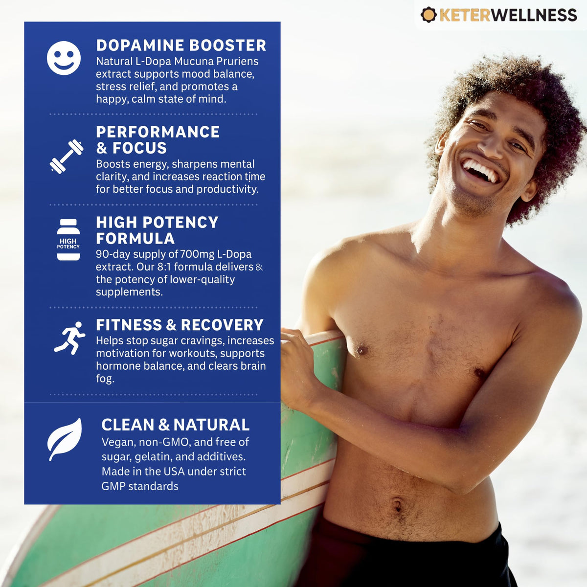 Mucuna Pruriens 20% L-Dopa – Standardized Velvet Bean Extract for Natural Dopamine, Focus & Mood Support – Pure 8:1 Concentrated Herbal Supplement – Vegan, Non-GMO, 90 Capsules Keter WellnessBuy Supplements Australia