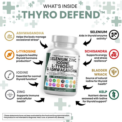 Clean Nutra Selenium 300mcg Iodine 500mcg Thyroid Support for Women & Men | L Tyrosine 500mg Ashwagandha Supplement Bladderwrack, Turmeric, Kelp, Schisandra Zinc Pills Capsule Supplements Clean NutraceuticalsBuy Supplements Australia