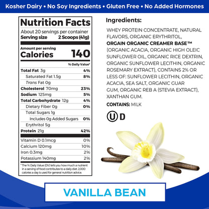 Orgain Whey Protein Powder, Vanilla Bean - 21g Grass Fed Dairy Protein, Gluten Free OrgainBuy Supplements Australia