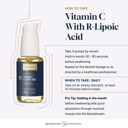 Quicksilver Scientific Vitamin C + R Lipoic Acid - Liposomal Vitamin C with RLA - Antioxidant, Detox & Immune Support Supplement - with Superior Absorption (50 ml) Quicksilver ScientificBuy Supplements Australia