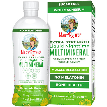 MaryRuth Organics Extra Strength Nighttime Liquid Multimineral | Sugar Free | Calm Magnesium Citrate | NO Melatonin | Calcium Magnesium Zinc | Muscle Relaxation | Lemonade Flavor | Vegan | 32 Serving MARYRUTH'SBuy Supplements Australia