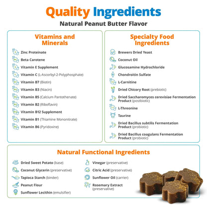 5Strands Dog Multivitamin Chews, 10-in-1, Vitamins & Postbiotics, All Ages & Breeds - Digestion, Brain, Organs, Heart, Mobility, Vision, Skin & Coat, Immunity - Dog Supplement (Peanut Butter, 90ct) 5StrandsBuy Supplements Australia