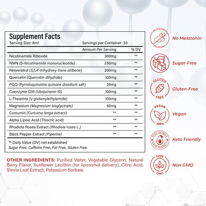 NutraPeaks NAD+ Supplement Liquid - NAD+ Supplement 1000mg, NAD+ Nicotinamide Riboside Resveratrol Supplements with PQQ, NAD+ Berry Flavor Sticks for Anti-Aging, Energy, Focus NutraPeaksBuy Supplements Australia