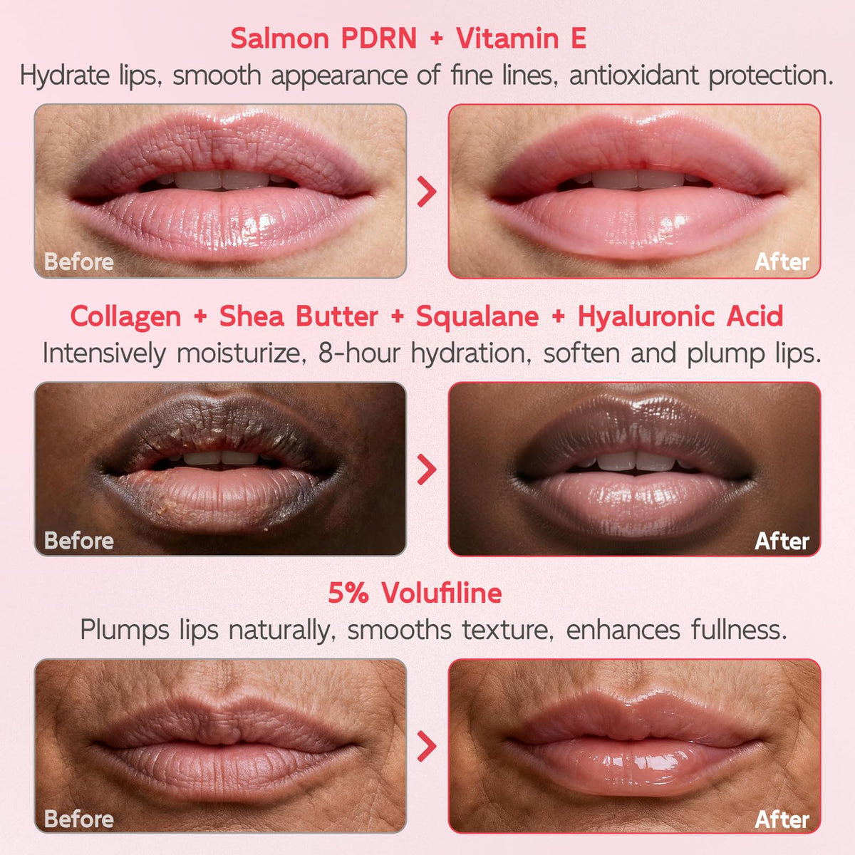 YouthVibe Lip Mask Overnight Moisturizing - Nourish & Hydrate, Antioxidants, 5% Volufiline