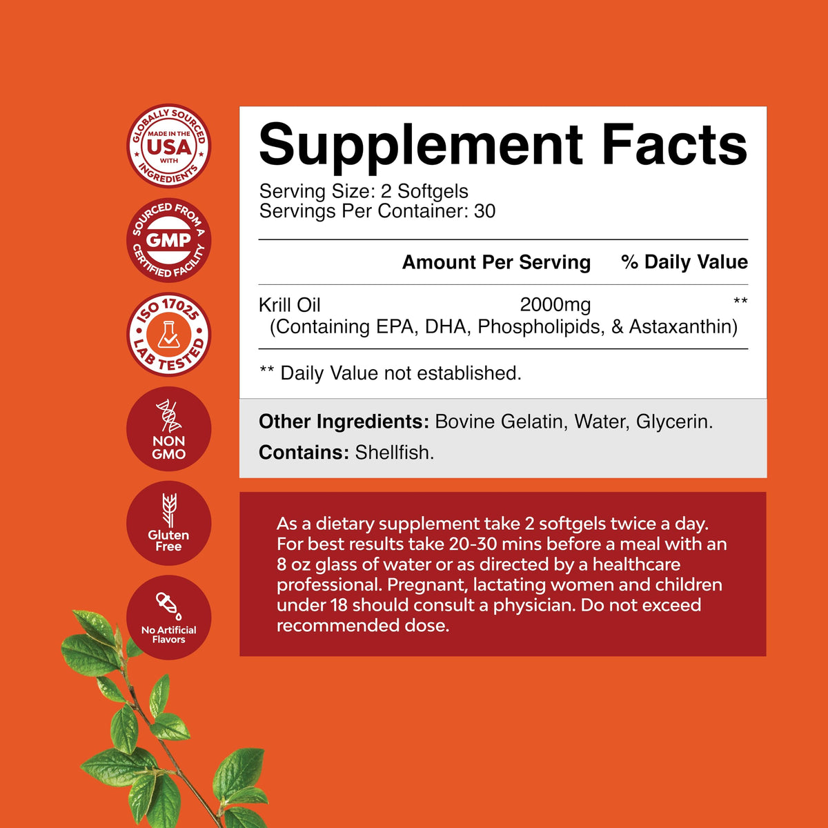 Antarctic Krill Oil 2000mg Softgels Per Serving - Omega 3 Krill Oil Supplement Natures CraftBuy Supplements Australia
