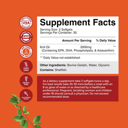 Antarctic Krill Oil 2000mg Softgels Per Serving - Omega 3 Krill Oil Supplement Natures CraftBuy Supplements Australia