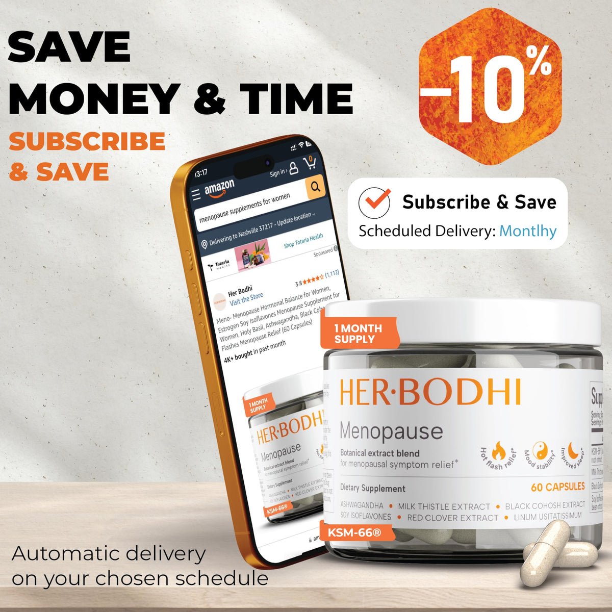 Her Bodhi Meno- Menopause Hormonal Balance for Women, Estrogen Soy Isoflavones Menopause Supplement for Women | with Ashwagandha & Black Cohosh | Hot Flashes Menopause Relief (60 Capsules) Her BodhiBuy Supplements Australia