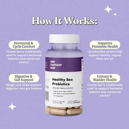 Her Fantasy Box | Healthy Box | Vaginal Probiotics for Women – Prebiotics + Advanced Lactobacillus Blend – Hormonal Balance, PMS Relief – Feminine Health Support with Cranberry & D-Mannose Her Fantasy BoxBuy Supplements Australia