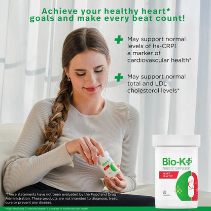 Bio-K+ Probiotics for Heart Health with Limosilactobacillus reuteri LRC – Heart Health Probiotic for Cholesterol & Cardiovascular Support, 5 Billion CFU, Vegan, Shelf-Stable – 60 Capsules Bio-K PlusBuy Supplements Australia