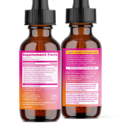 Pink Stork Hormone Balance Drops for Women - Supports Hormonal Health, PMS, Perimenopause & Mood, with Red Raspberry Leaf & Wild Yam - Liquid Supplement - Vegan, 2oz, 30 Servings Pink StorkBuy Supplements Australia