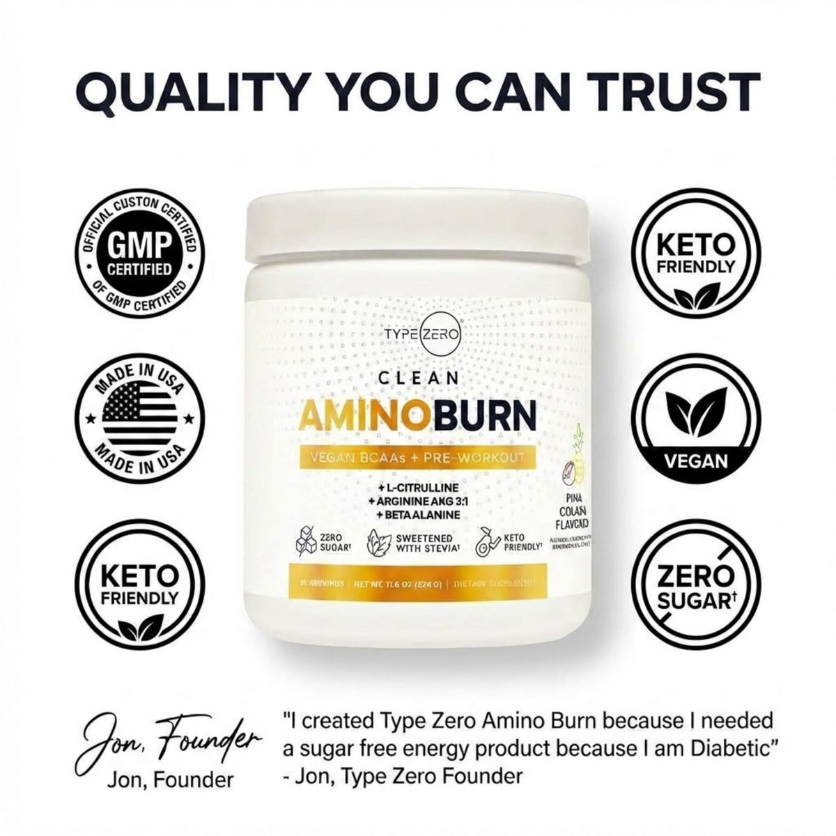 Type Zero Amino Burn Vegan BCAAs + Pre-Workout (Pina Colada Flavored) Type ZeroBuy Supplements Australia