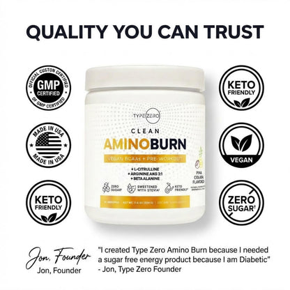 Type Zero Amino Burn Vegan BCAAs + Pre-Workout (Pina Colada Flavored) Type ZeroBuy Supplements Australia