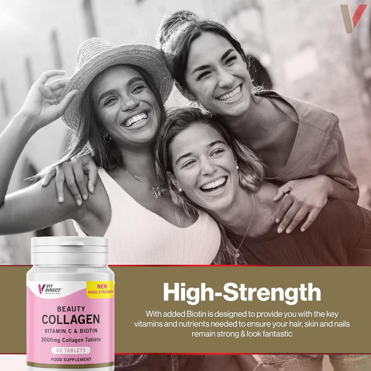 Vit Direct - Beauty Collagen Tablets (Plus Biotin) - 60 Tablets - Two Month Supply Vit DirectBuy Supplements Australia