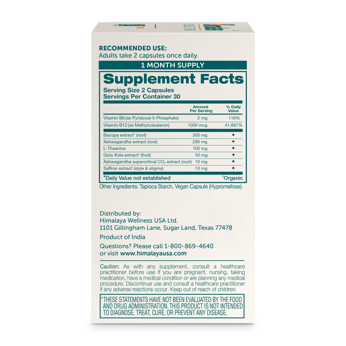 Himalaya Focused Mind Supplement, with Ashwagandha, Bacopa & L-Theanine for Attention, Focus and Energy Support, 60 Vegan Capsules, Gluten Free, 1 Month Supply HimalayaBuy Supplements Australia
