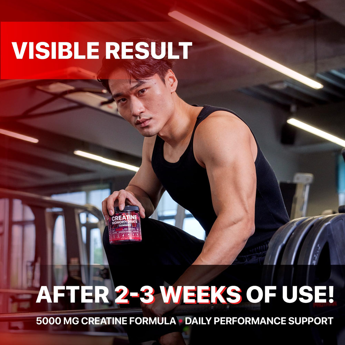 Hofnie Creatine Monohydrate Gummies 5000 mg – Vegan, Sugar-Free Pre Workout Creatine for Men & Women – Raspberry & BlackBerry Flavored Chewable Creatine Monohydrate, 120 Gummies (30-Day Supply) HofnieBuy Supplements Australia