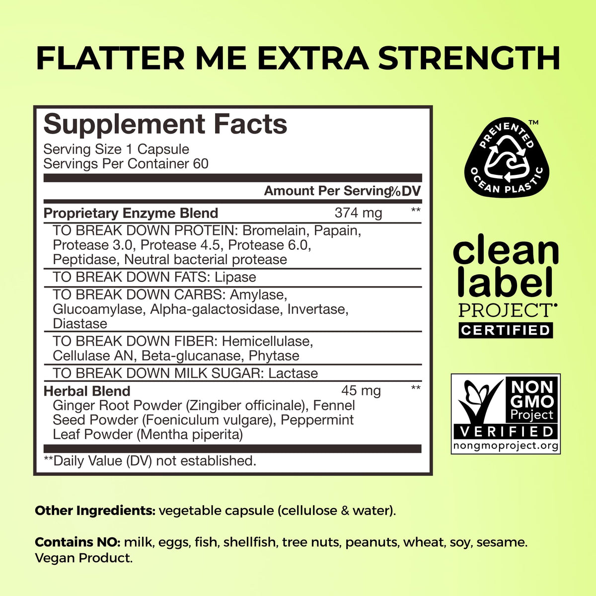 HUM Flatter Me Extra Strength Digestive Enzymes for Women, Men, Digestive Gut Bloating Supplement, Ginger, Peppermint Leaf, Fast Acting Anti Bloat