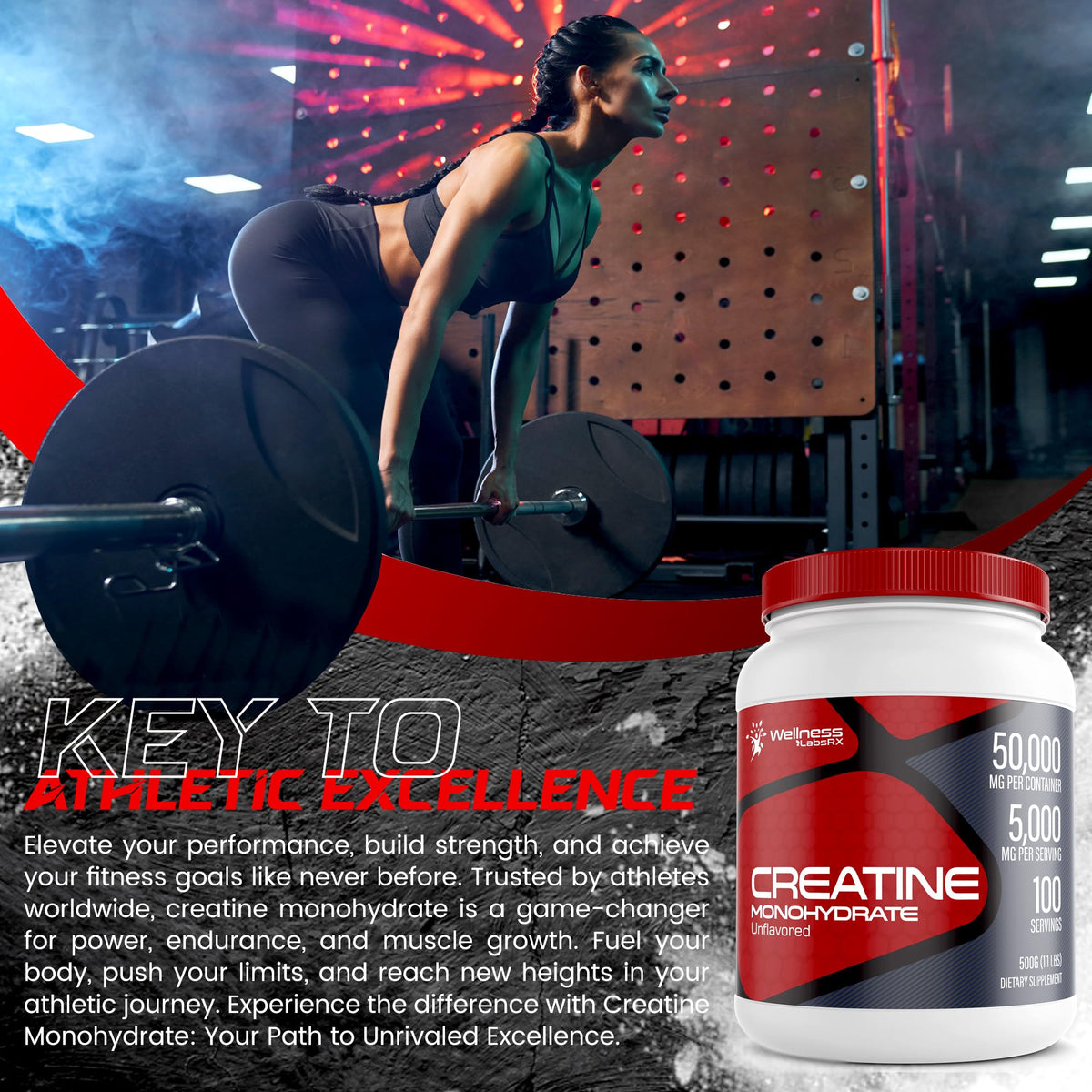 Creatine Monohydrate Powder - 5000mg Micronized for Muscle Growth, Enhanced WELLNESS LABSRXBuy Supplements Australia