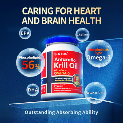 NYO3 Antarctic Krill Oil 1000mg Omega 3 Supplement, EPA & DHA, 90 Softgels Astaxanthin NYO3Buy Supplements Australia