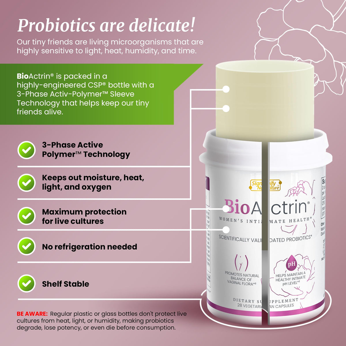 Bioactrin Vaginal Probiotics for Women - Formulated Bacterial Vaginosis Treatment, Yeast Infection SIGNIFY NATUREBuy Supplements Australia