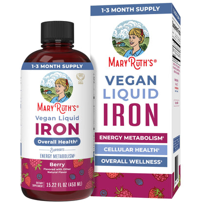 Iron Supplement for Women Men & Kids | Liquid Iron Supplement for Women Men & Kids | Iron for Healthy Blood & Oxygen | Ages 4 & Up | Sugar Free | Vegan | Non-GMO | Gluten Free | 15.22 Fl Oz MARYRUTH'SBuy Supplements Australia