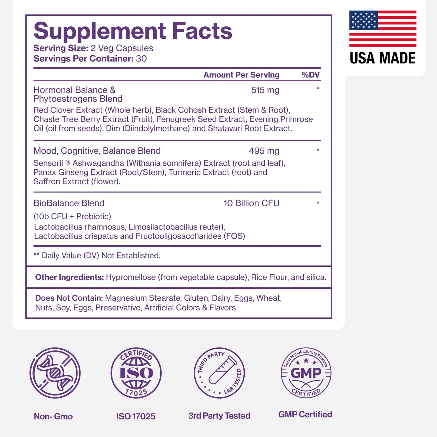 Menopause Supplements for Women - Natural Hormone Balance - Hot Flashes, Night Sweats, Sleep & Mood Support. with Sensoril® Ashwagandha, DIM, Chaste Berry & Black Cohosh Root - 60 Count Pure MicronutrientsBuy Supplements Australia