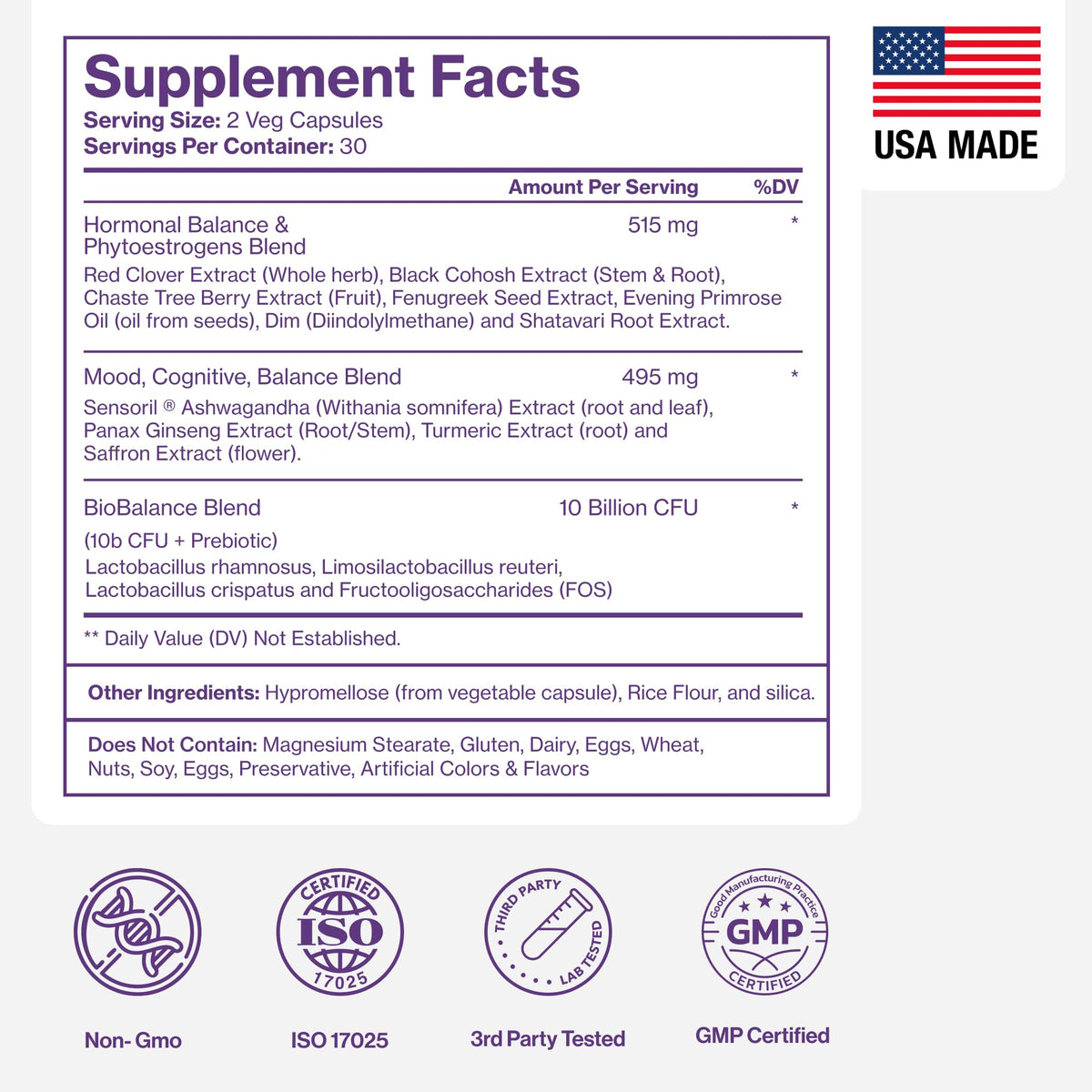 Menopause Supplements for Women - Natural Hormone Balance - Hot Flashes, Night Sweats, Sleep & Mood Support. with Sensoril® Ashwagandha, DIM, Chaste Berry & Black Cohosh Root - 60 Count Pure MicronutrientsBuy Supplements Australia