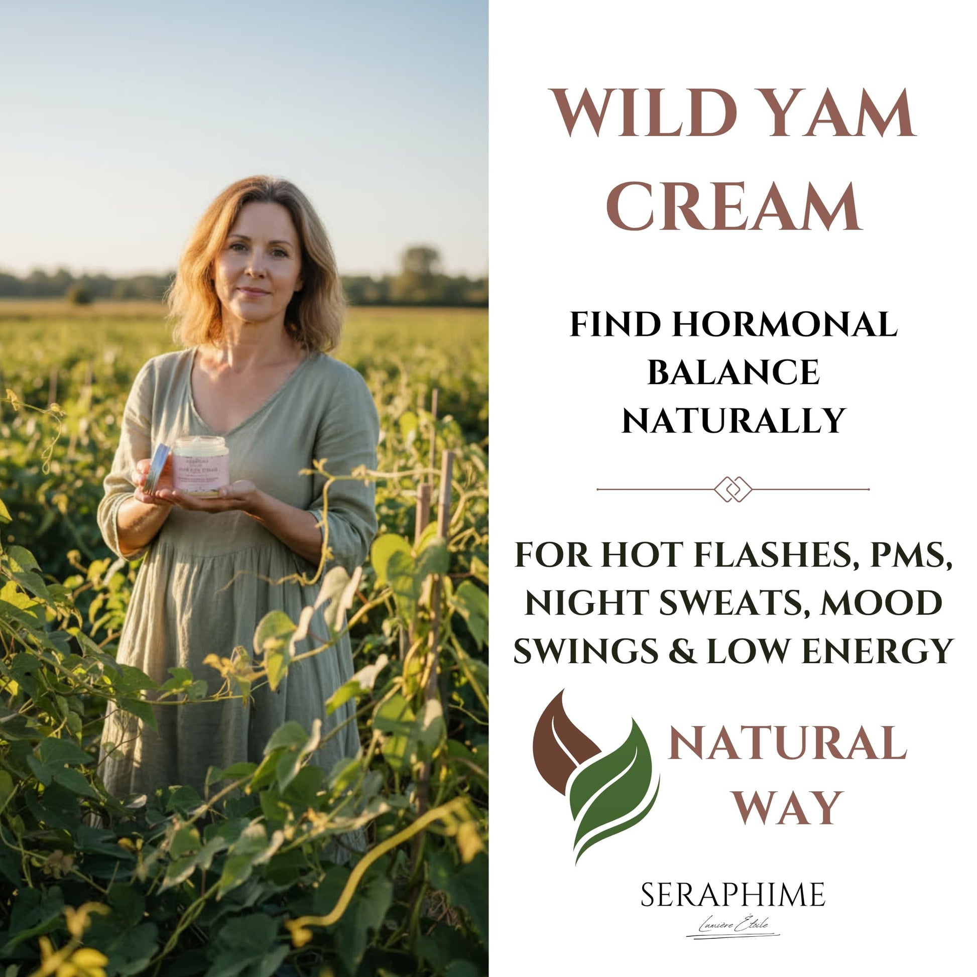 Seraphime Wild Yam Cream for Hormone Balance - Gift for Mom - Menopause and PMS Support for Women - Wild Yam Balancing Cream - Hot Flashes, Night Sweats, Mood Swings, Low Energy - Lavender 4oz SeraphimeBuy Supplements Australia