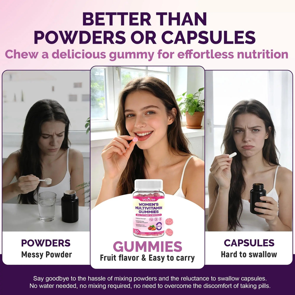 VCCVBB All-in-One Women's Multivitamin Gummies with Complete Vitamin & Mineral Complex, Herbal Blends for Energy, Overall Health VCCVBB