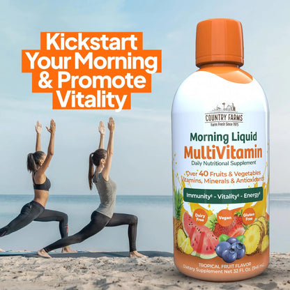 Country Farms Liquid Multivitamin, Vitamins and Minerals for Immune Support and Energy, Herbal Blend, Vegan Country Farms