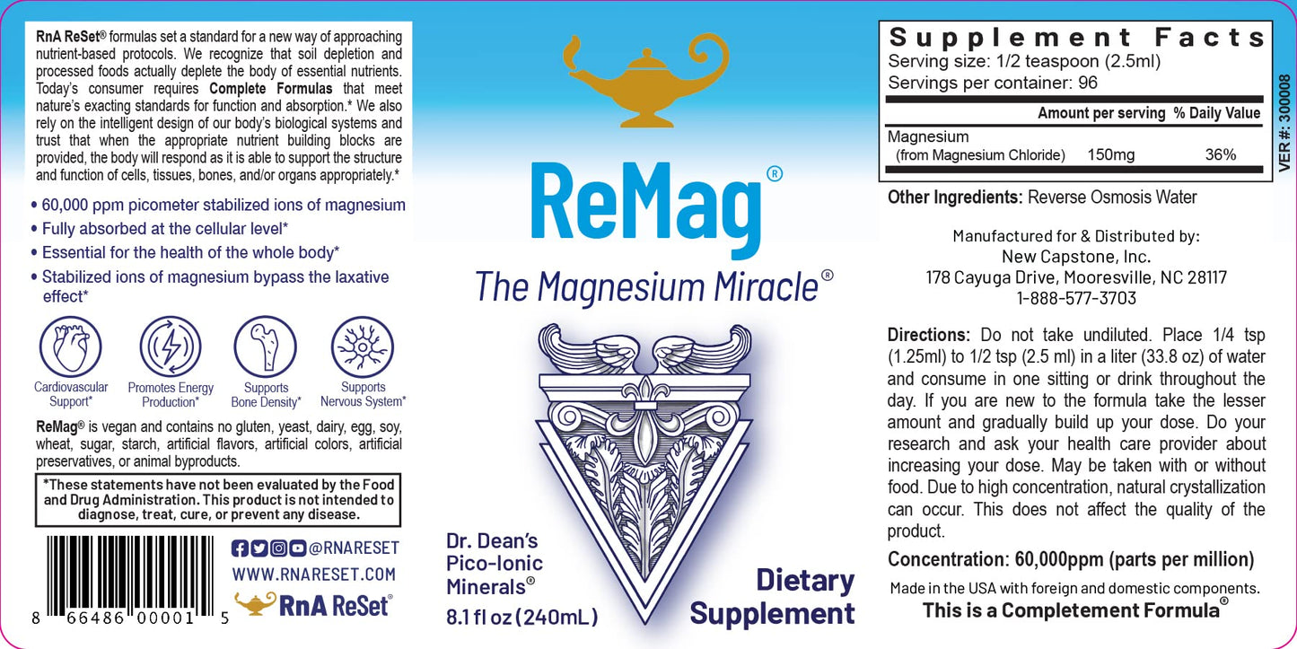 RnA ReSet ReMag & ReMyte – Liquid Magnesium and Multi-Mineral Supplement Bundle, 8.1 Fl Oz Each (2-Pack) NSF Certified RnA ReSetBuy Supplements Australia