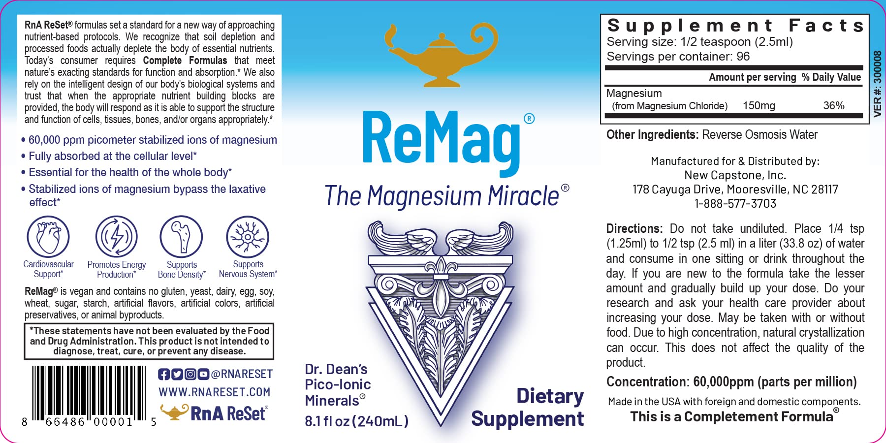 RnA ReSet ReMag & ReMyte – Liquid Magnesium and Multi-Mineral Supplement Bundle, 8.1 Fl Oz Each (2-Pack) NSF Certified RnA ReSetBuy Supplements Australia
