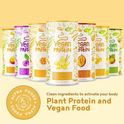 Vegan Protein Powder Vanilla - 1.2kg(80 servings) - 100% Plant Based Protein Powders Alpha FoodsBuy Supplements Australia