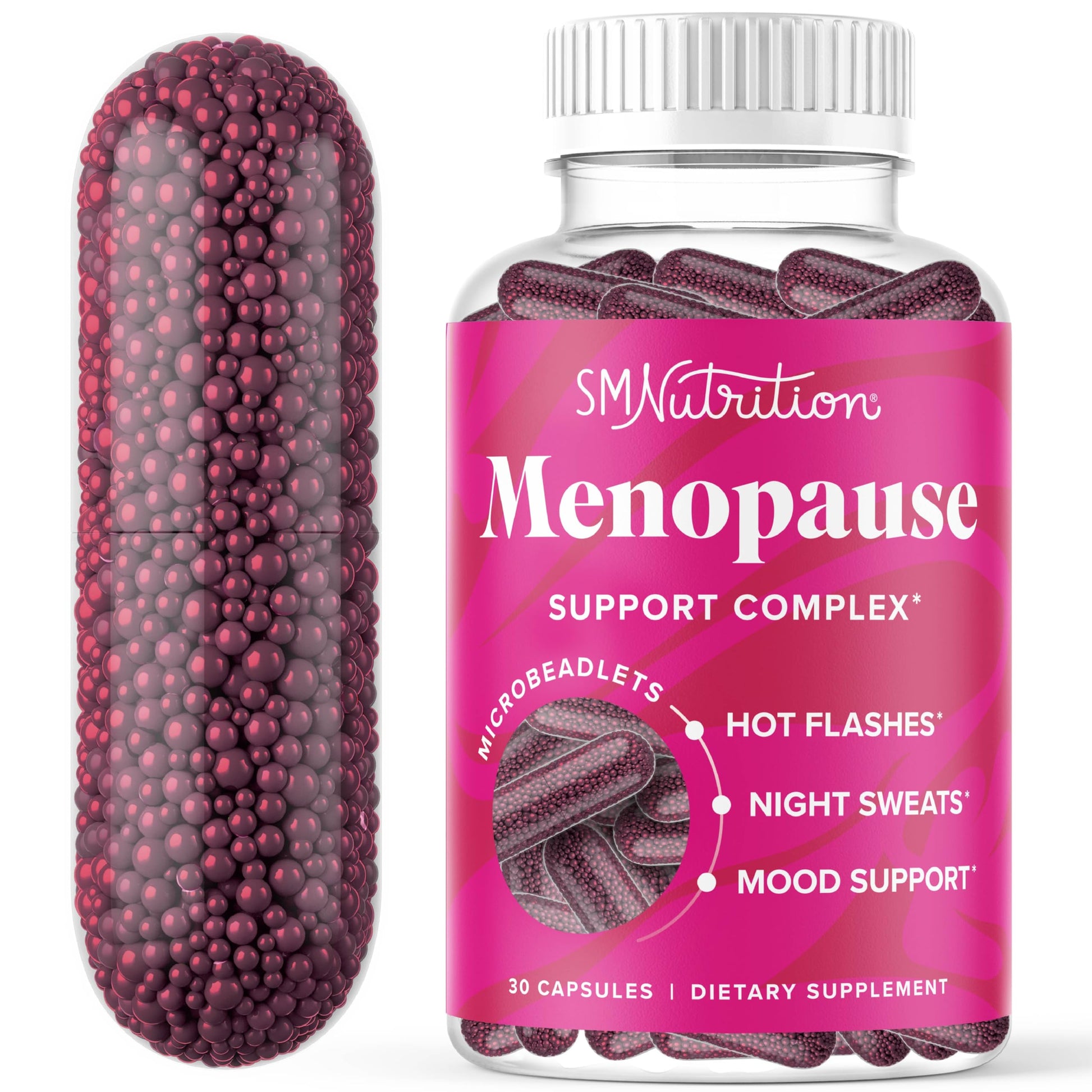 Menopause Vitamins Beadlets with Black Cohosh, Red Clover & More | Hot Flashes, Night Sweats & Mood Support | Menopause Supplements for Women with Dong Quai, Chaste Tree Berry & DIM | Non-GMO 30ct SMNutritionBuy Supplements Australia