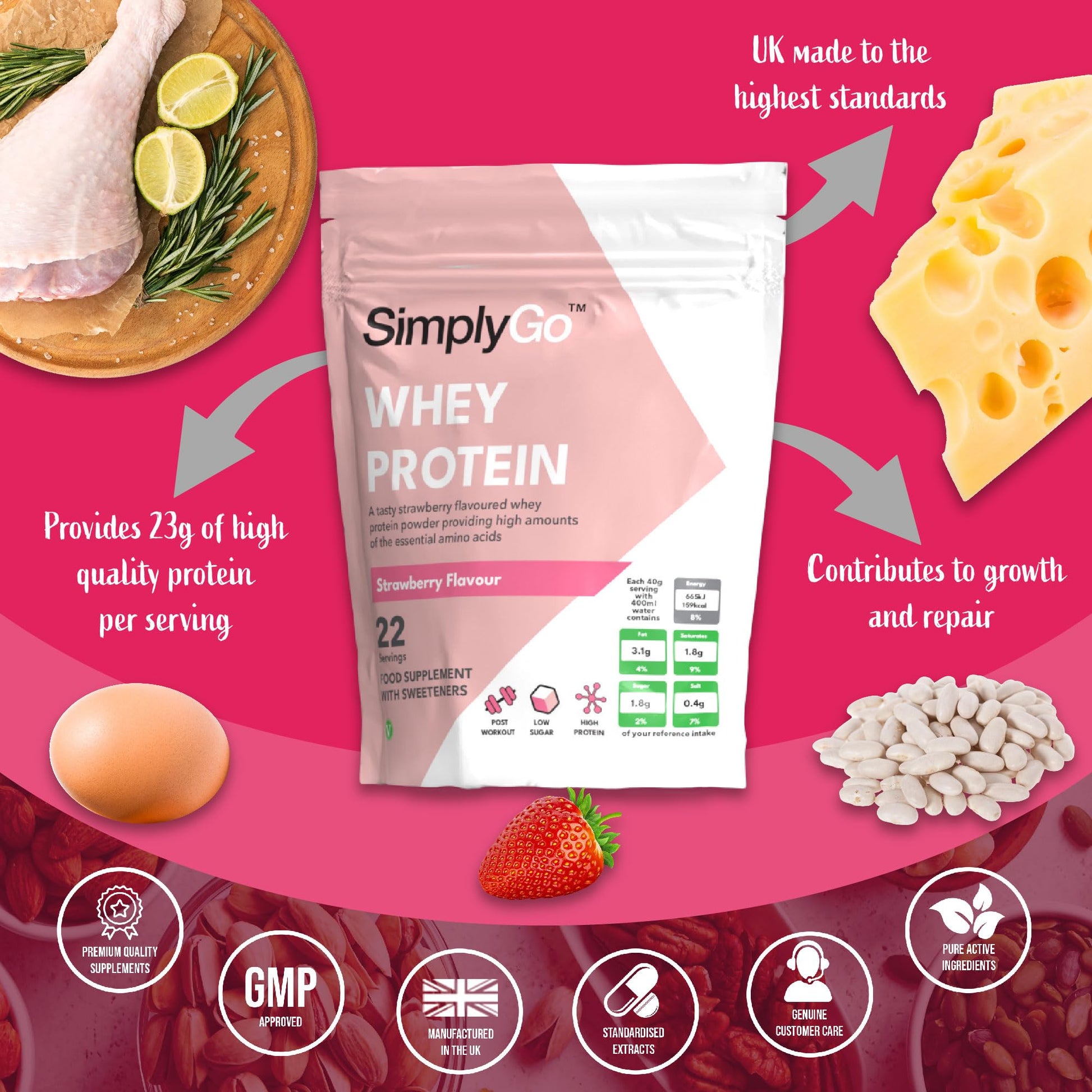 SimplyGo Whey Protein Powder | 900g | Simply Add 30g to Water, Juice or Shakes Simply SupplementsBuy Supplements Australia