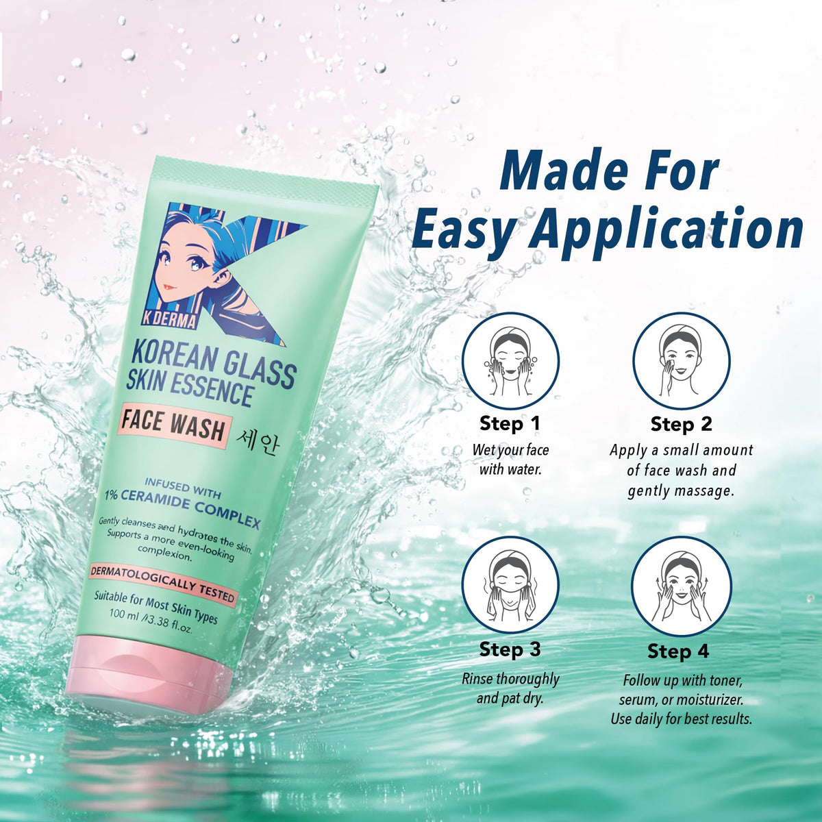 DR.RASHEL Korean Face Wash With Rice Water & 1% Ceramide Complex | Hydrating Gentle Cleanser for All Skin Types | 100 ml / 3.38 Fl Oz DR.RASHEL buy supplements Au