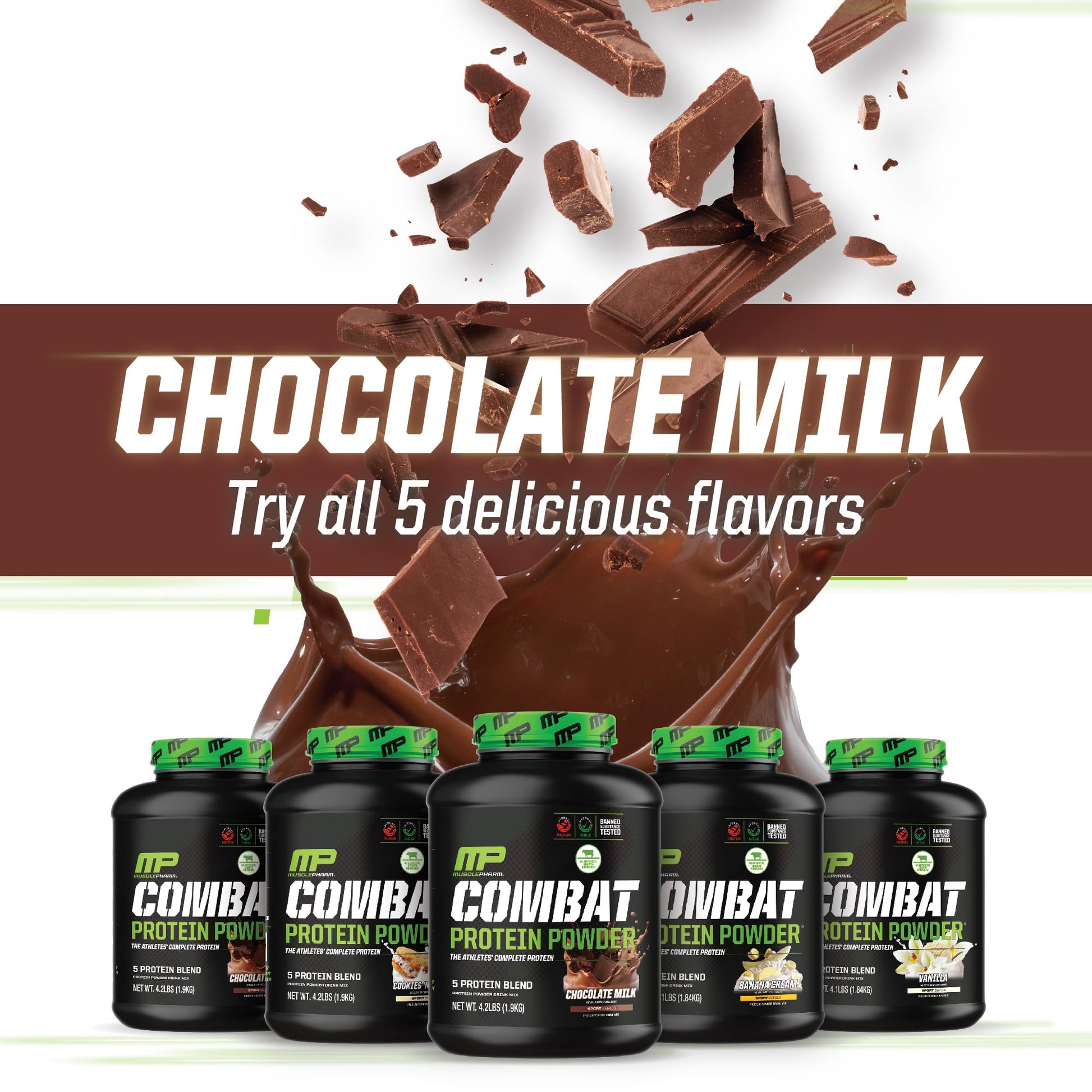 MusclePharm Combat Protein Powder, Chocolate Milk - 4 lb - Gluten Free - 52 Servings Muscle PharmBuy Supplements Australia