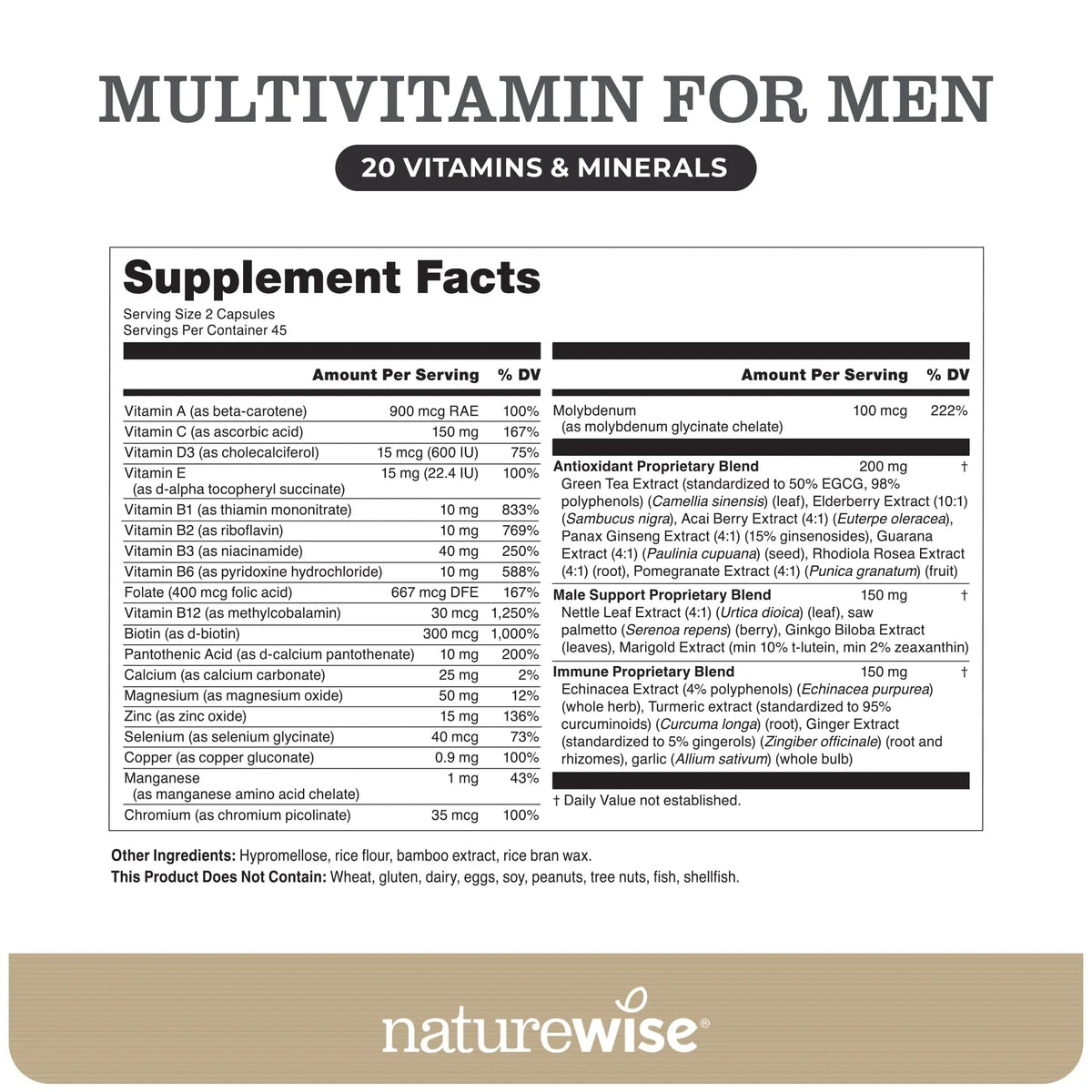 NatureWise [1] Multivitamin for Men - Non-GMO - 90 Capsules[45-Day Supply] + (Pack of 2) Omega 3 Fish Oil 1000mg + Vitamin E - Wild-Caught - 60 Softgels[30-Day Supply] NatureWiseBuy Supplements Australia