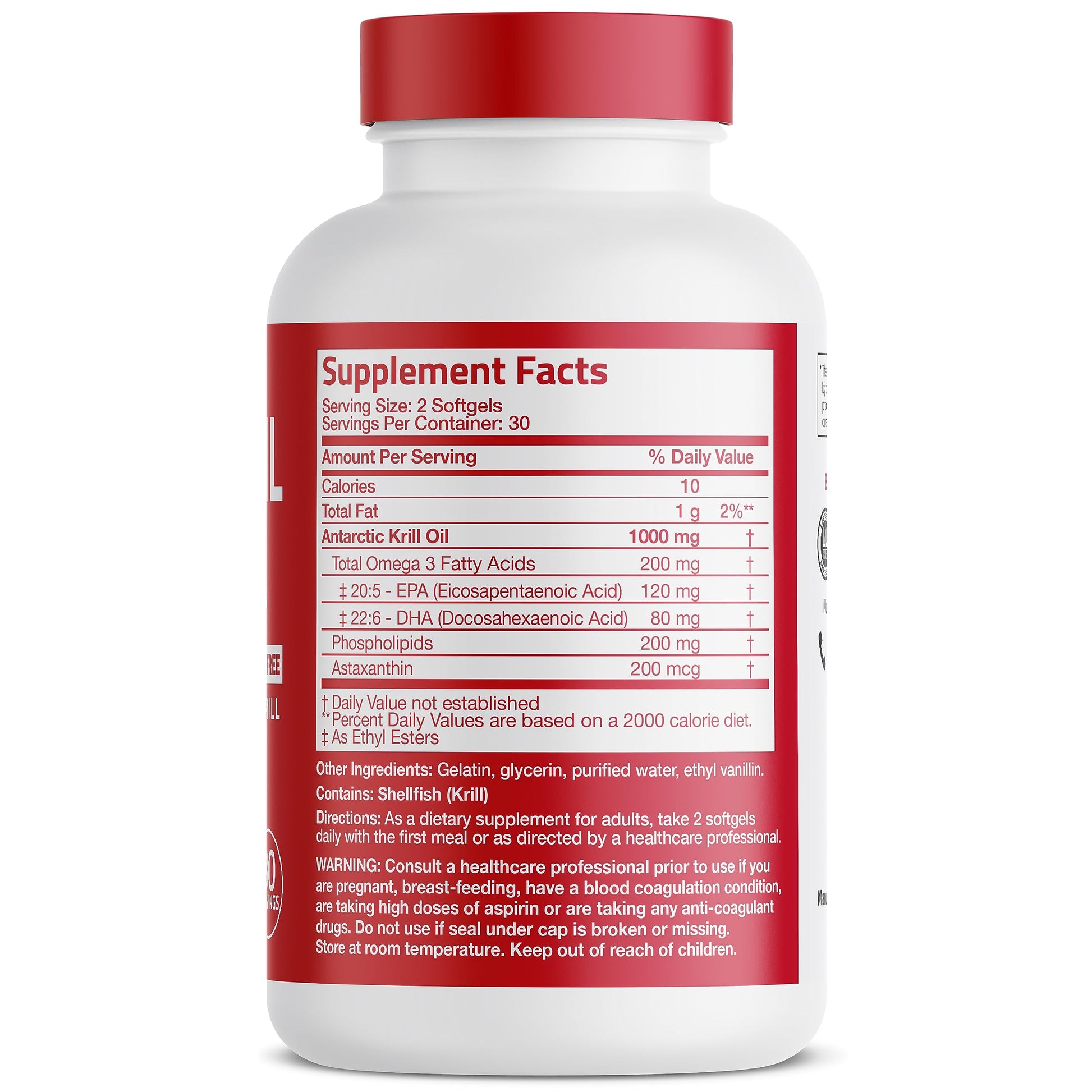 Bronson Antarctic Krill Oil 1000 mg with Omega-3s EPA, DHA, Astaxanthin BronsonBuy Supplements Australia