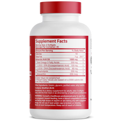 Bronson Antarctic Krill Oil 1000 mg with Omega-3s EPA, DHA, Astaxanthin BronsonBuy Supplements Australia