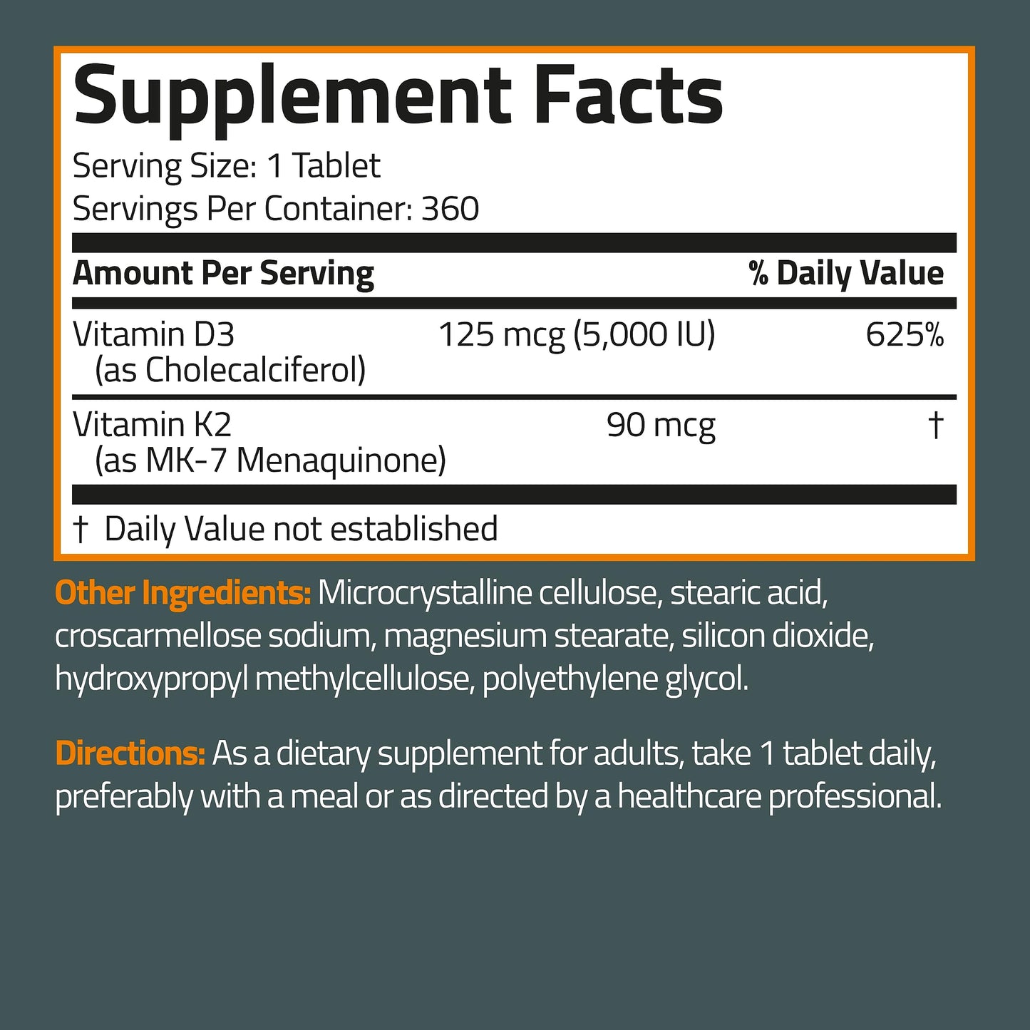 Bronson Basics Vitamin K2 D3 (MK7) Supplement Non-GMO Formula 5000IU (125 mcg) BronsonBuy Supplements Australia