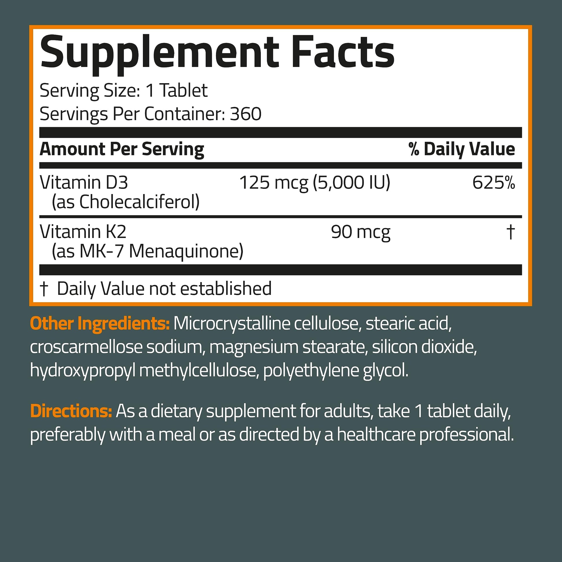 Bronson Basics Vitamin K2 D3 (MK7) Supplement Non-GMO Formula 5000IU (125 mcg) BronsonBuy Supplements Australia