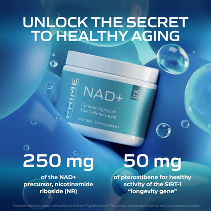 PRIME Anti-Aging Nutraceuticals NAD+ – Nicotinamide Riboside & Pterostilbene Supplement for Cellular Energy, Healthy Aging & Vitality, Vegan, Gluten-Free, 30 Servings PRIMEBuy Supplements Australia