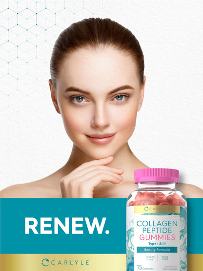 Carlyle Collagen Gummies | Strawberry Flavor Beauty Supplement | Collagen Peptides for Women & Men | Type 1 & 3 | Non-GMO, Gluten Free Carlyle buy supplements Au