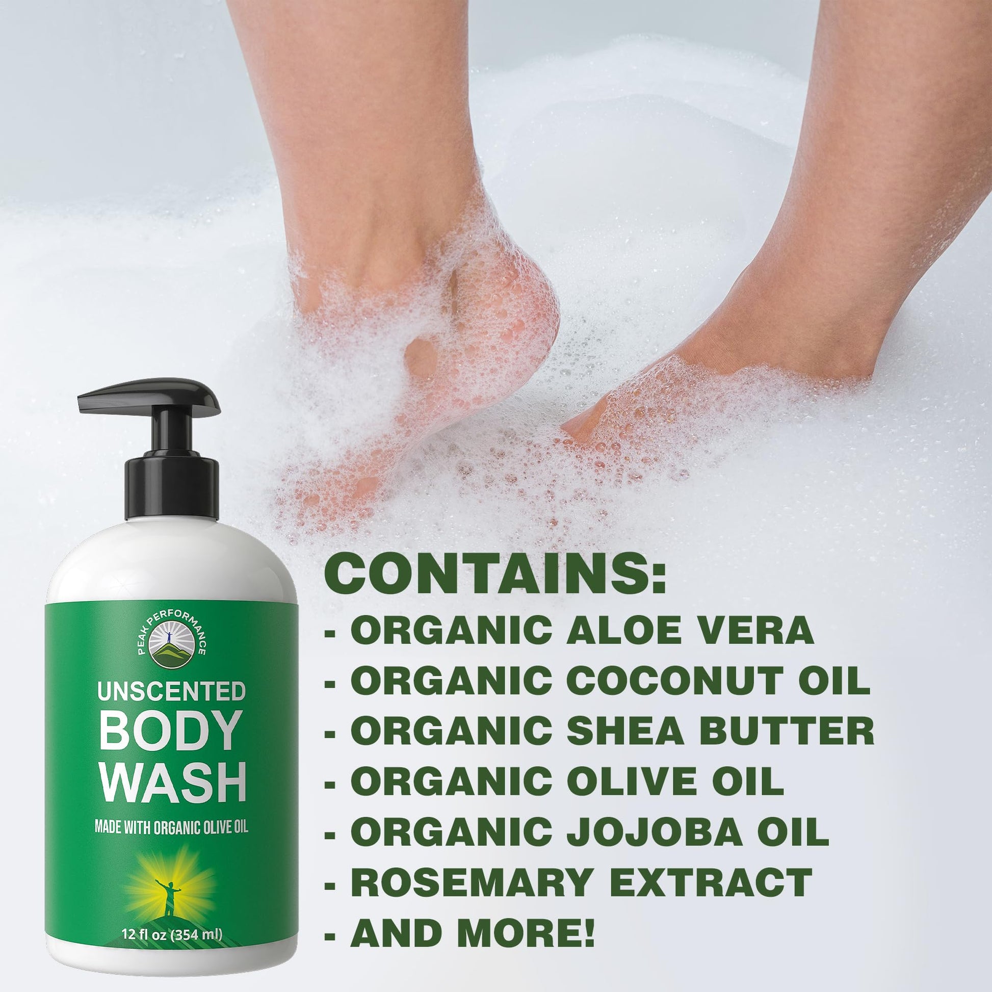 Ultra Pure Unscented Body Wash Made with Organic Ingredients Including Aloe Vera, Olive Oil, Jojoba, Coconut Oil, and Shea Butter. Great for Sensitive Skin. Natural Vegan Body Wash No Toxins Peak PerformanceBuy Supplements Australia