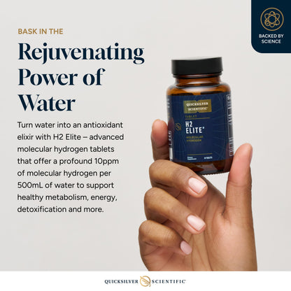 Quicksilver Scientific H2 Elite - Molecular Hydrogen for Energy + Metabolism Support, Water Tablets Perfect for Open Containers - Magnesium Malate Drink Additive (60 Molecular Hydrogen Tablets) Quicksilver ScientificBuy Supplements Australia